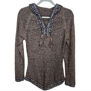 Alpaca Fair Isle Peru Knit Sweater Hoodie Tassle